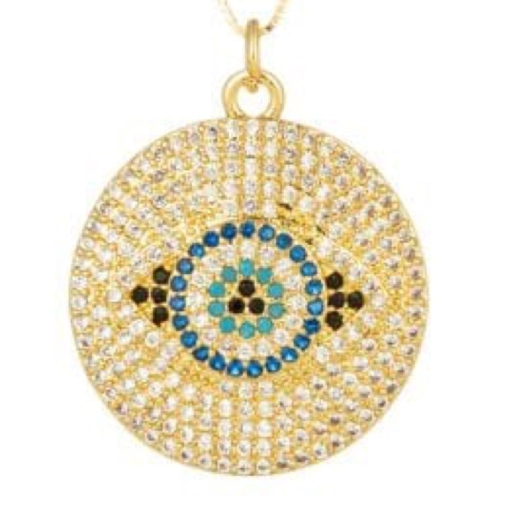 NEW! EYE CANDY Evil Eye 14kt Gold Over Sterling Silver 925